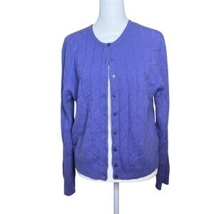 Grace Cashmere Sweater  Purple L Cable Knit Cardigan Soft Preppy Quiet Luxury